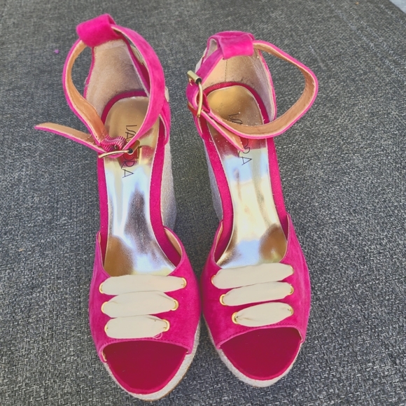FUCHSIA SPADRILLES HEEL PLATAFORM SANDALS 👡 💟 - Picture 3 of 9
